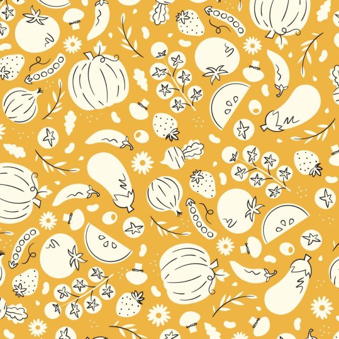 Tissu popeline - Légumes jaunes