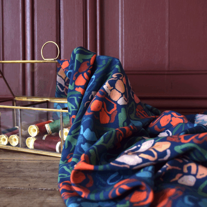 Tissu viscose - Roseraie midnight
