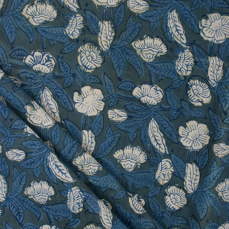 tissu indienne - indigo flowers