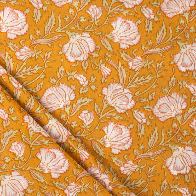 tissu indienne - orange flowers