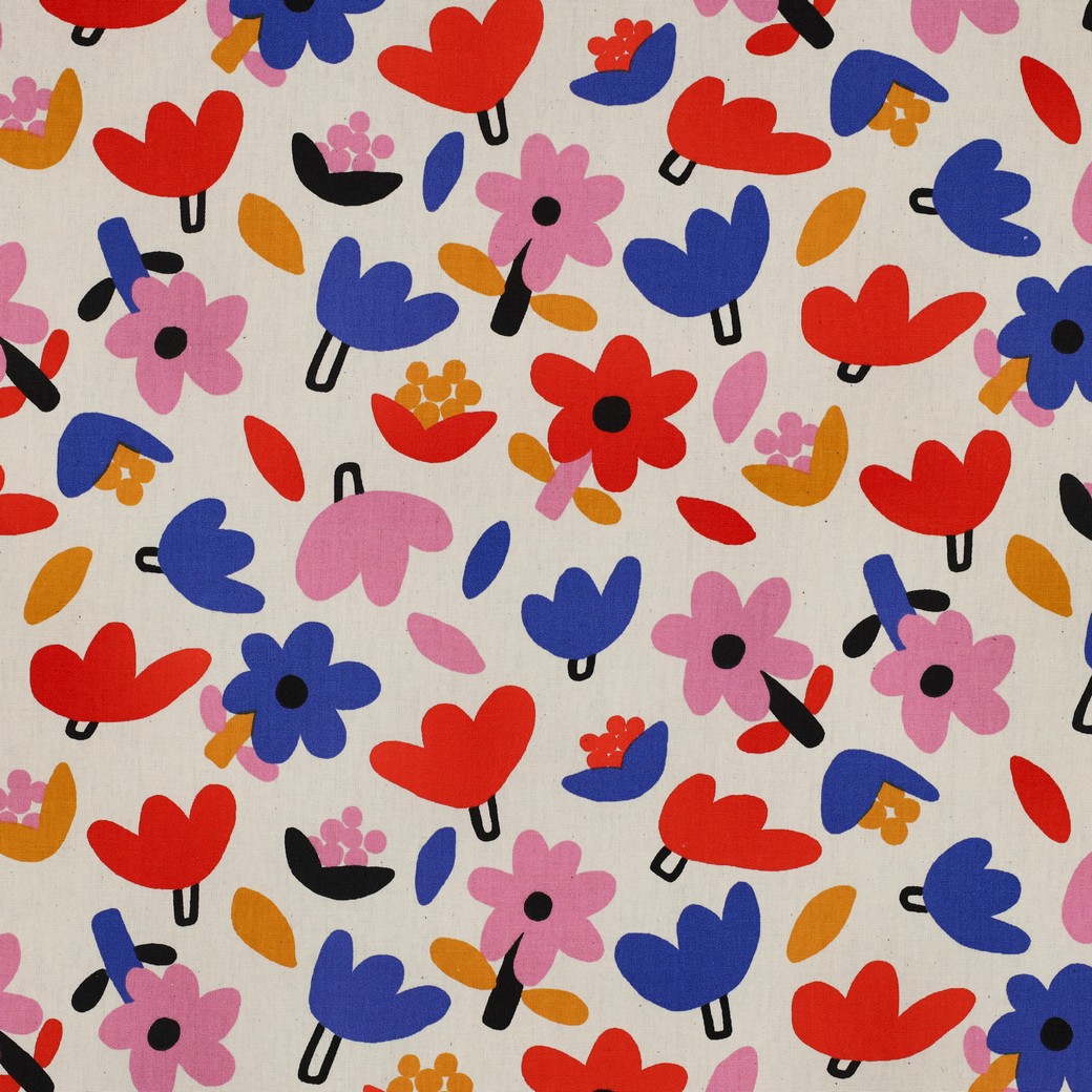 Tissu popeline - Jennifer Bouron fleurs